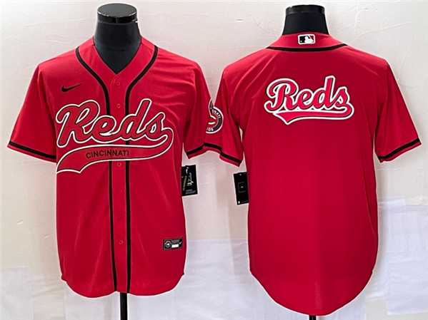 Mens Cincinnati Reds Red Team Big Logo With Patch Cool Base Stitched Baseball Jersey